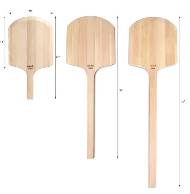 Alt view image 4 of 7 - 50226 Restaurant-Grade Wooden Pizza Peel, 14" L x 12" W Plate, with 8" L Wooden Handle, 22" Overall Length