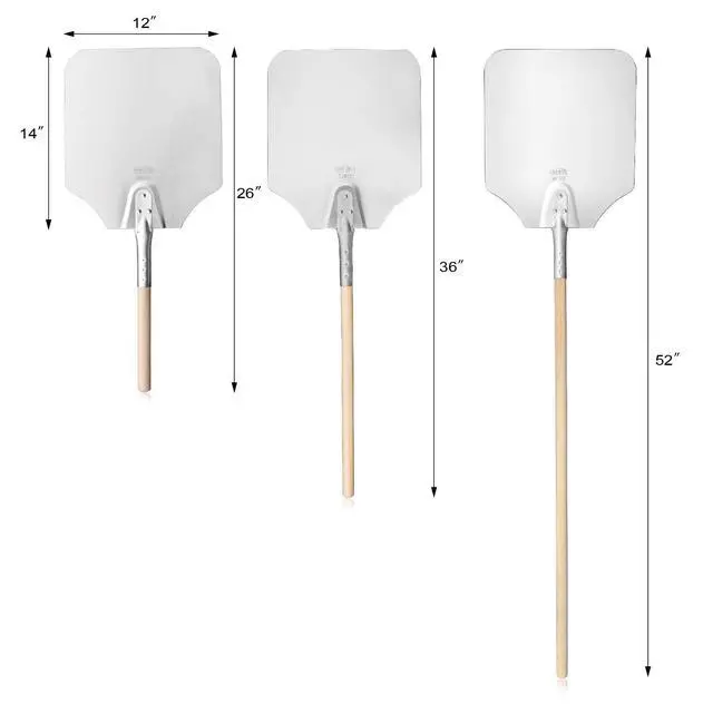 Alt view image 4 of 7 - Aluminum Pizza Peel, Wooden Handle, 12 x 14 inch Blade, 36 inch overall