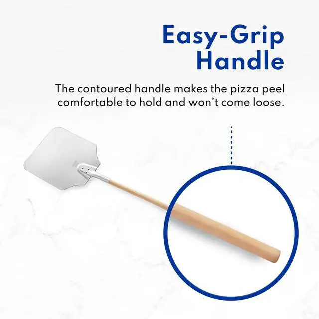 Alt view image 6 of 7 - Aluminum Pizza Peel, Wooden Handle, 12 x 14 inch Blade, 36 inch overall