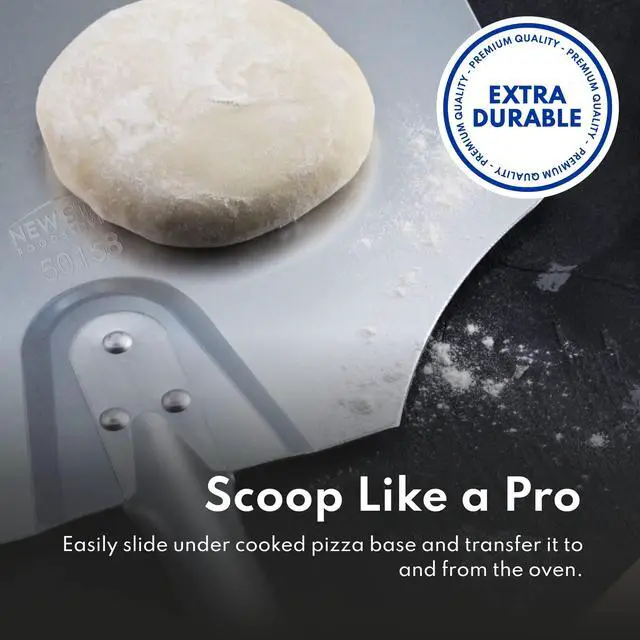 Alt view image 5 of 7 - Aluminum Pizza Peel, Wooden Handle, 12 x 14 inch Blade, 36 inch overall