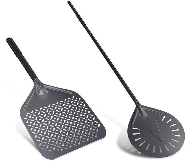Main image of 12 Inch + 9 Inch Pizza Peel Set, Perforated Pizza Turning Peel, 12" x 14" Professional Aluminum Pizza Paddle for Homemade Pizza, Pizza Oven Accessories