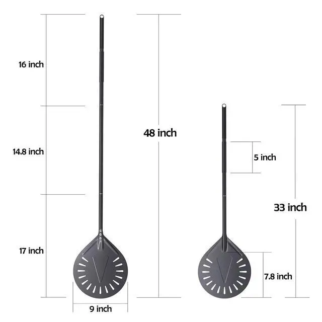 Alt view image 2 of 7 - 12 Inch + 9 Inch Pizza Peel Set, Perforated Pizza Turning Peel, 12" x 14" Professional Aluminum Pizza Paddle for Homemade Pizza, Pizza Oven Accessories