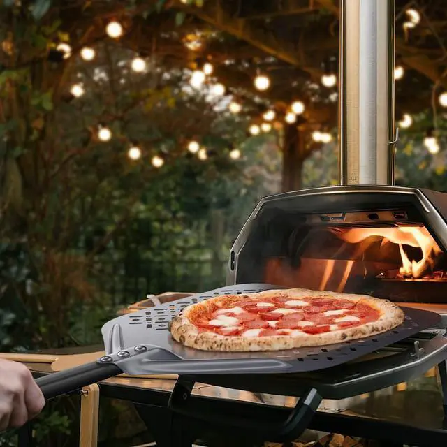 Alt view image 7 of 7 - 12 Inch + 9 Inch Pizza Peel Set, Perforated Pizza Turning Peel, 12" x 14" Professional Aluminum Pizza Paddle for Homemade Pizza, Pizza Oven Accessories