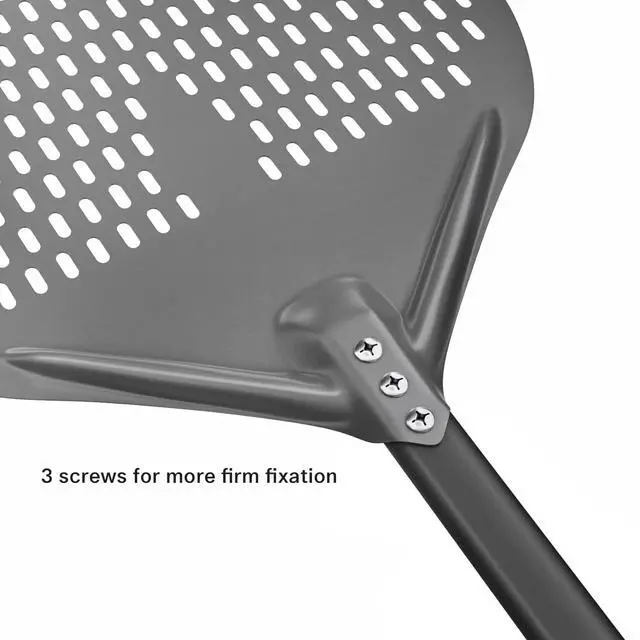 Alt view image 5 of 7 - 14" x 17" Perforated Pizza Peel 35 Inch overall, Rectangular Aluminum Pizza Turning Peel with Extended Silcone Handle For Baking Pizza Brick Oven