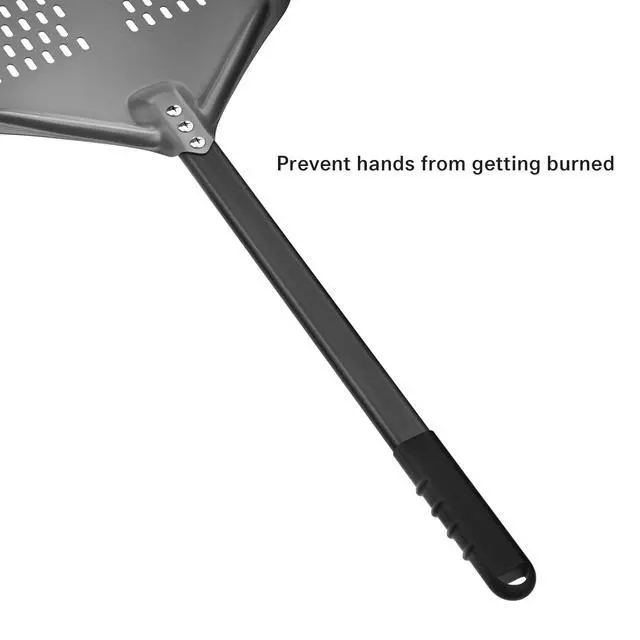 Alt view image 6 of 7 - 14" x 17" Perforated Pizza Peel 35 Inch overall, Rectangular Aluminum Pizza Turning Peel with Extended Silcone Handle For Baking Pizza Brick Oven