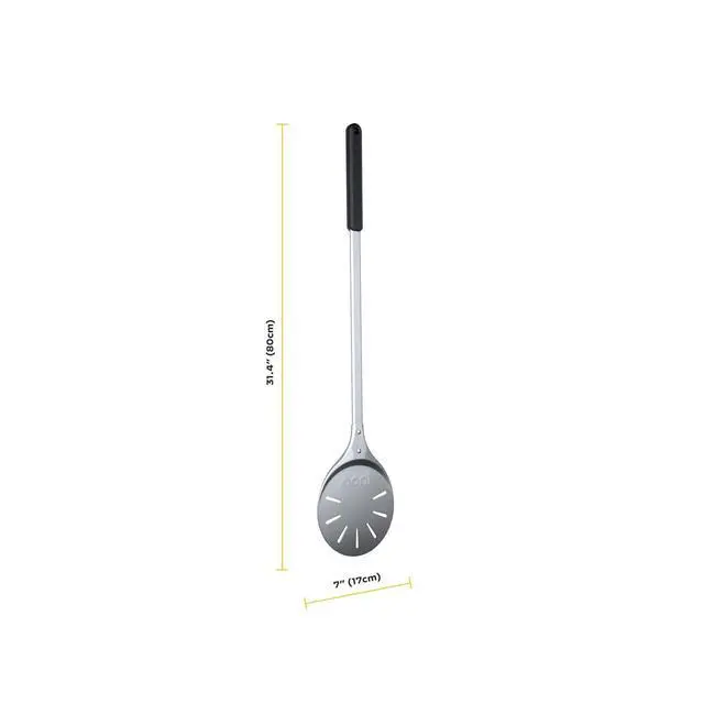 Alt view image 2 of 7 - Pizza Turning Peel - 7 Inch Aluminum Perforated Pizza Peel, Lightweight Metal Pizza Turner with Long Handle, Pizza Tools, Pizza Oven Accessories