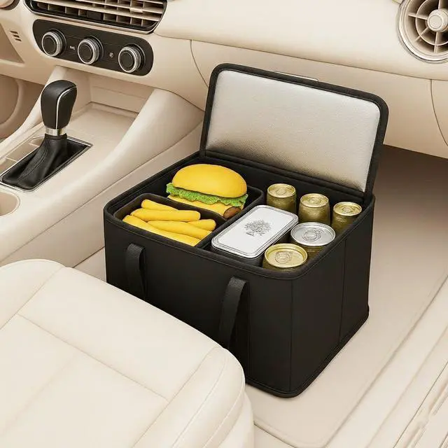 Alt view image 6 of 7 - 2-Pack, XL-Large Insulated Grocery Shopping Bags, Black, Reusable Bag,Thermal Zipper,Collapsible,Tote,Cooler,Food Transport hot and Cold,Camping