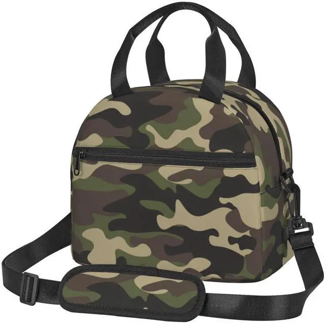 Main image of Camouflage Hunting Camo Insulated Lunch Bag Reusable Lunch Box With Adjustable Shoulder Strap Cooler Tote Bag For Men Women
