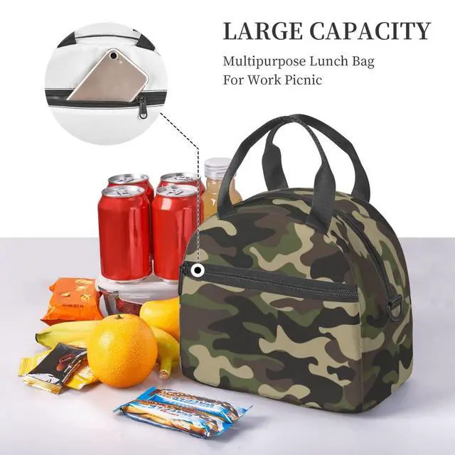 Alt view image 5 of 7 - Camouflage Hunting Camo Insulated Lunch Bag Reusable Lunch Box With Adjustable Shoulder Strap Cooler Tote Bag For Men Women