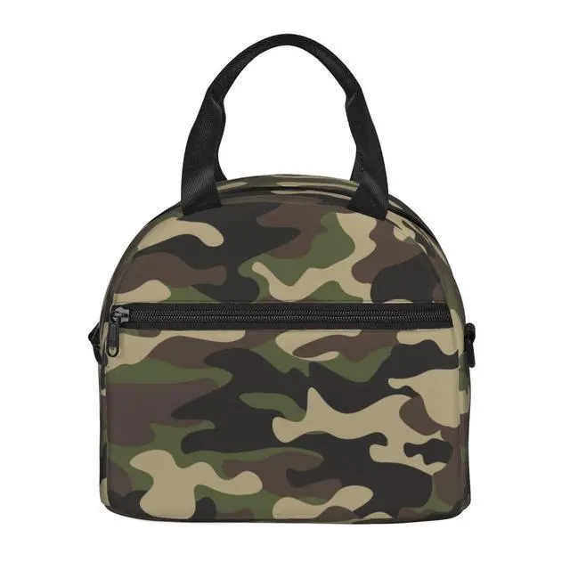 Alt view image 7 of 7 - Camouflage Hunting Camo Insulated Lunch Bag Reusable Lunch Box With Adjustable Shoulder Strap Cooler Tote Bag For Men Women