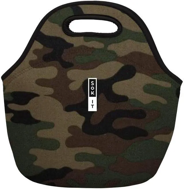 Main image of LunchTote Zippered Bag Insulated Neoprene Caddy (Green Camo, Large 4.5 Quart Lunch Tote)