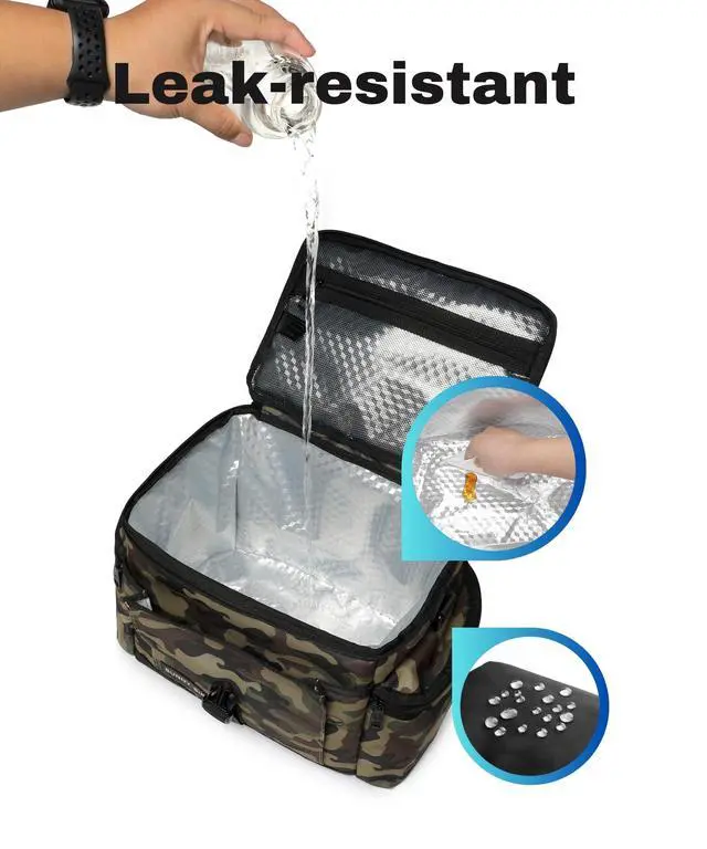 Alt view image 4 of 5 - Large Lunch Bag, Thermally Insulated Soft Cooler with Shoulder Strap for Women, Men (Camouflage)