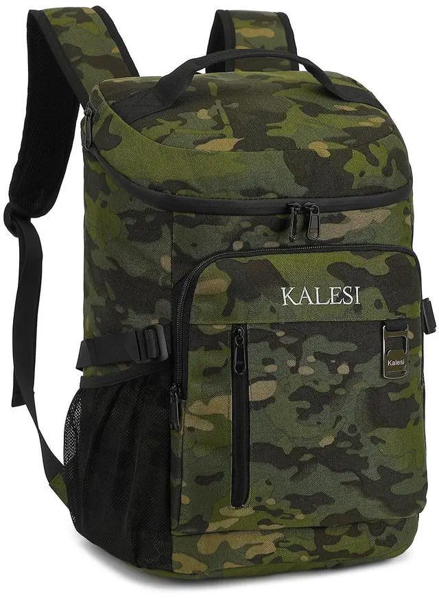 Main image of Cooler Backpack 36 Cans Lightweight Insulated Backpack Cooler Leak-Proof Travel Camping Lunch Backpack Outdoor Cutlery Backpack for Men and Women (Camouflage Green)