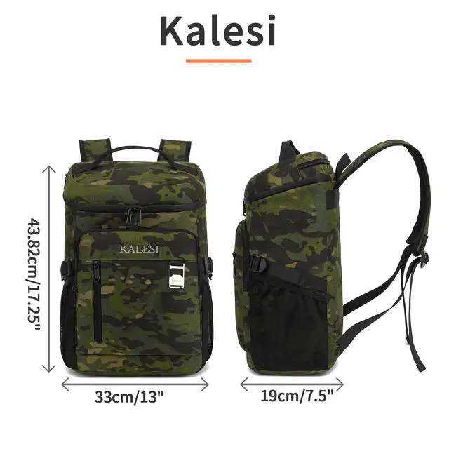 Alt view image 2 of 7 - Cooler Backpack 36 Cans Lightweight Insulated Backpack Cooler Leak-Proof Travel Camping Lunch Backpack Outdoor Cutlery Backpack for Men and Women (Camouflage Green)