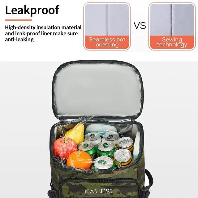 Alt view image 7 of 7 - Cooler Backpack 36 Cans Lightweight Insulated Backpack Cooler Leak-Proof Travel Camping Lunch Backpack Outdoor Cutlery Backpack for Men and Women (Camouflage Green)