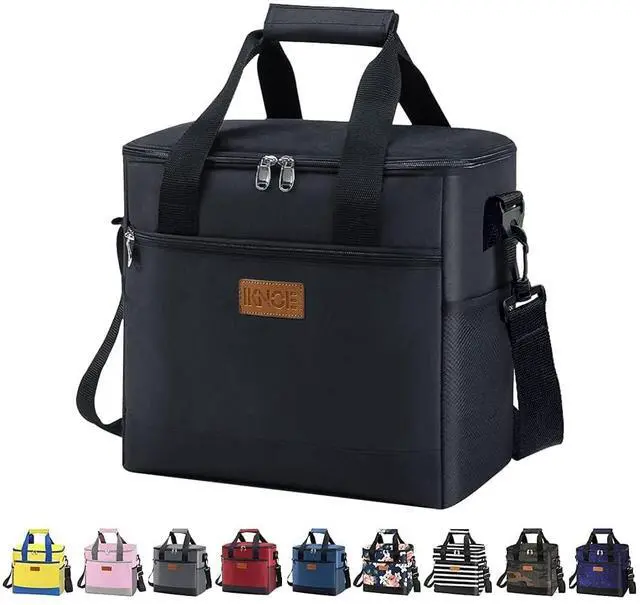 Alt view image 2 of 7 - Large Cooler Bag Collapsible 24 Can Insulated Bags Leakproof Lunch Cooler Tote with Multi-Pockets for Adult Insulated Thermal Bag for Beach, Picnic, Office Work (New Black)