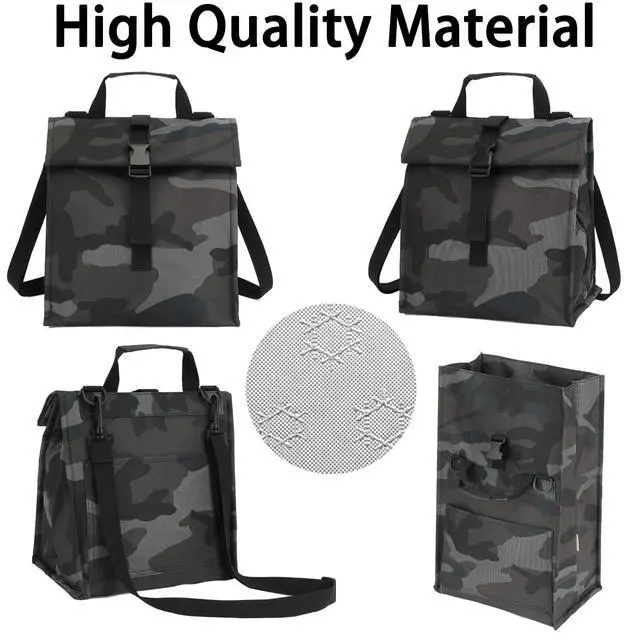 Alt view image 6 of 7 - Insulated Lunch Bag for Men/Women,Roll top Reusable Lunch Box with Adjustable Shoulder Strap,Thermal Lunch Cooler Tote Container for Adults Work Office Picnic,Black Camouflage