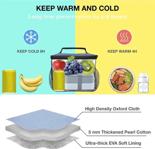 Alt view image 2 of 6 - Insulated Lunch Bag for Women/Men - Reusable Lunch Box for Office Picnic Hiking Beach - Leakproof Cooler Tote Bag Organizer with Adjustable Shoulder Strap for Adults-Black Camo