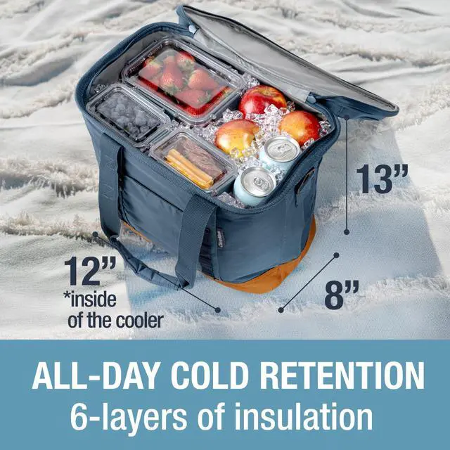 Alt view image 3 of 7 - 30 Can Pacifica Collapsible Cooler, Ocean/Cognac