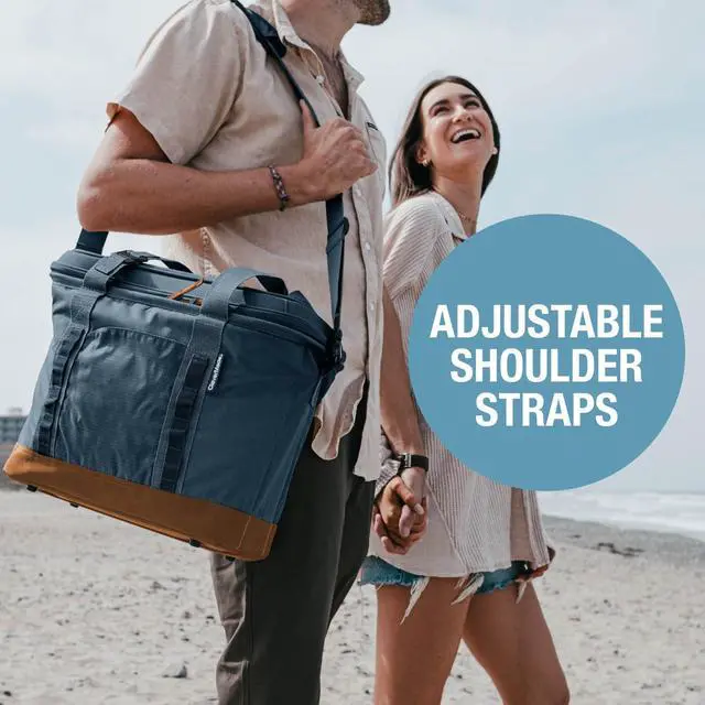 Alt view image 4 of 7 - 30 Can Pacifica Collapsible Cooler, Ocean/Cognac