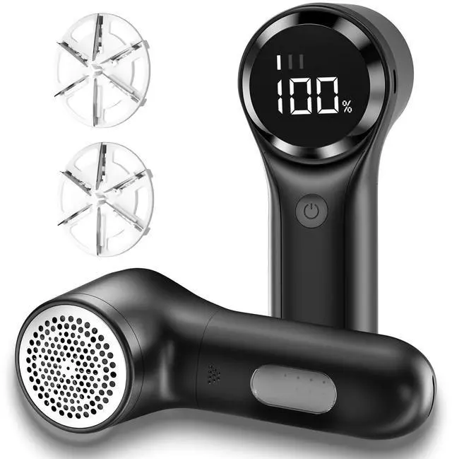 Main image of Fabric Shaver, Electric Lint Remover, Rechargeable Lint Shaver, Household Essentials for Clothes, Upholstery, Furniture, Sweater Defuzzer to Remove Pilling, Battery Operated, Black
