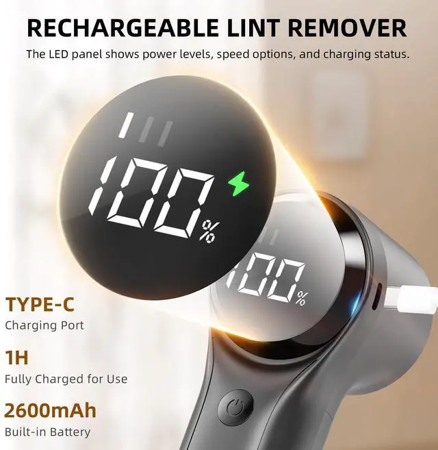 Alt view image 3 of 7 - Fabric Shaver, Electric Lint Remover, Rechargeable Lint Shaver, Household Essentials for Clothes, Upholstery, Furniture, Sweater Defuzzer to Remove Pilling, Battery Operated, Black