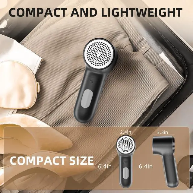 Alt view image 4 of 7 - Fabric Shaver, Electric Lint Remover, Rechargeable Lint Shaver, Household Essentials for Clothes, Upholstery, Furniture, Sweater Defuzzer to Remove Pilling, Battery Operated, Black