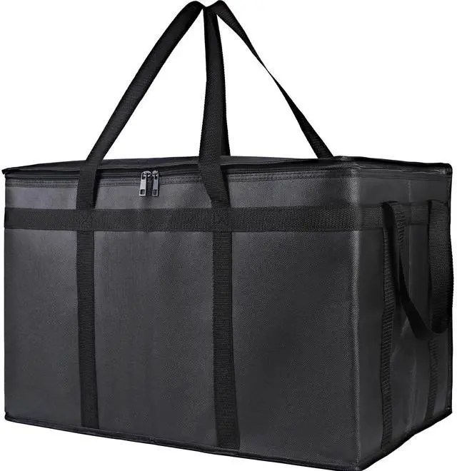 Main image of Insulated Food Delivery Bag, XXXL Pizza Delivery Bags for Hot and Cold Food, Commercial, Large Capacity Reusable Warming Bag, Catering Cooler Bag for Rideshare, Warmers for Parties (Black, 1Pk)