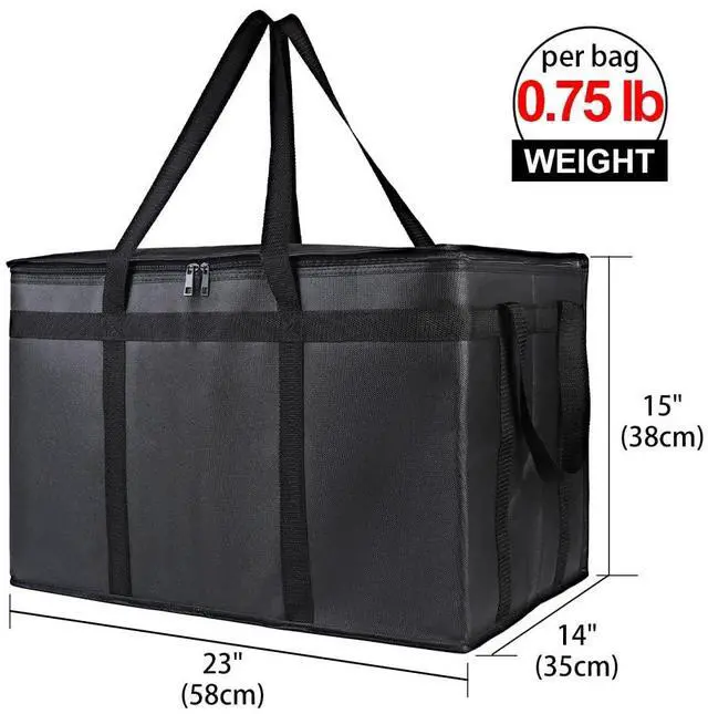 Alt view image 2 of 7 - Insulated Food Delivery Bag, XXXL Pizza Delivery Bags for Hot and Cold Food, Commercial, Large Capacity Reusable Warming Bag, Catering Cooler Bag for Rideshare, Warmers for Parties (Black, 1Pk)