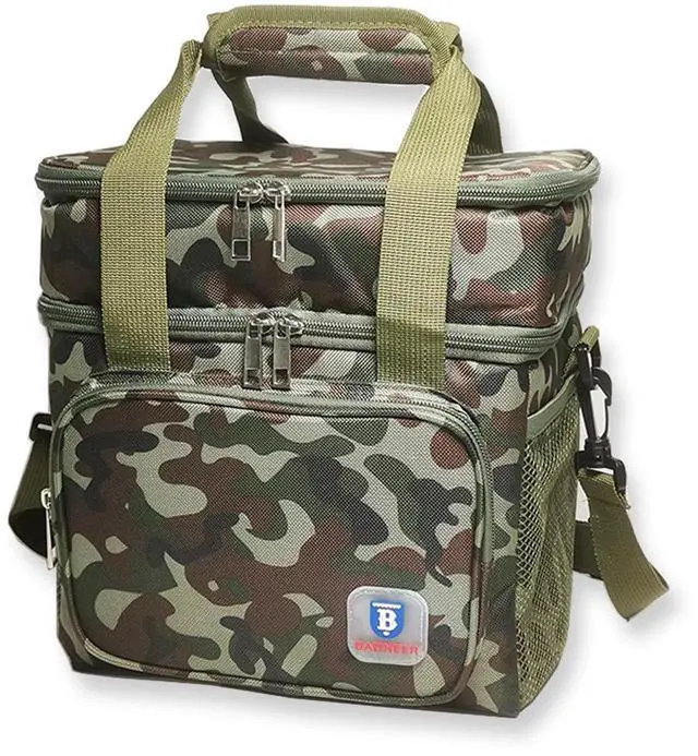Main image of Tactical Lunch Box for Men, Lunch Bag Double Decker Insulated Picnic Cooler, Durable Lunch Pail Leakproof Work Outdoor Beach Lunchbox Women Food & Drink Thermal Bag, 14L (Camo)
