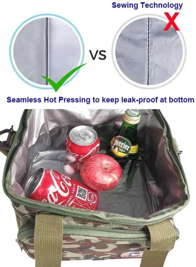 Alt view image 4 of 7 - Tactical Lunch Box for Men, Lunch Bag Double Decker Insulated Picnic Cooler, Durable Lunch Pail Leakproof Work Outdoor Beach Lunchbox Women Food & Drink Thermal Bag, 14L (Camo)