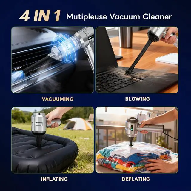 Alt view image 6 of 6 - Upgraded VersionCar Vacuum Cleaner,Mini Portable Vacuum Cordless,25000PA Powerful Strong Cyclonic Suction USB Rechargeable Foldable Handheld Vacuum with One-touch Dust Removal for Car,Home