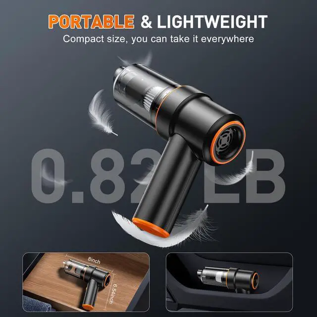 Alt view image 7 of 7 - Handheld Car Vacuum Cleaner, 11000PA Vacuum Cleaner & Air Duster, 120W High Power Vacuum Portable Cordless, Hand Held Vacuum Rechargeable with Multi-Nozzles & LED Light for Home, Car, Office