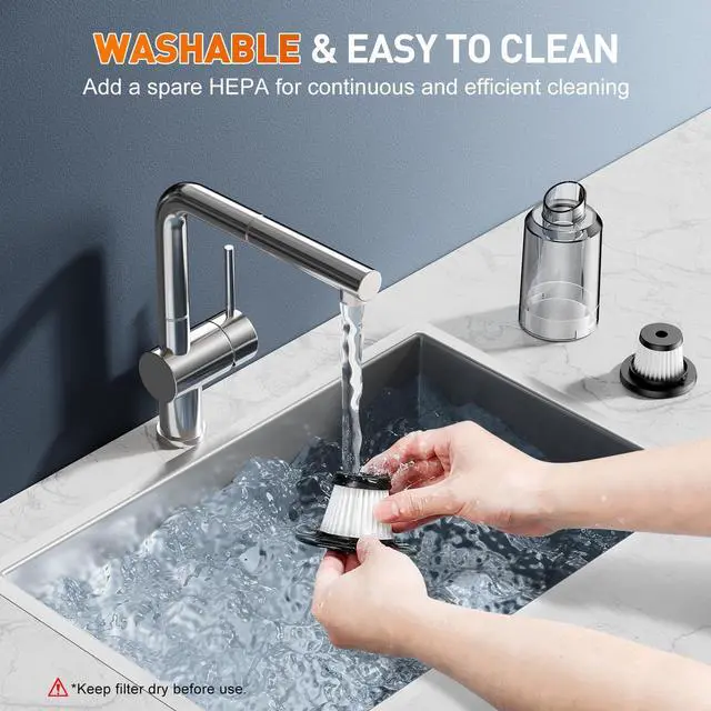 Alt view image 6 of 7 - Handheld Car Vacuum Cleaner, 11000PA Vacuum Cleaner & Air Duster, 120W High Power Vacuum Portable Cordless, Hand Held Vacuum Rechargeable with Multi-Nozzles & LED Light for Home, Car, Office