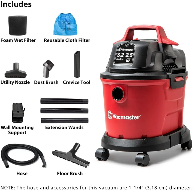 Alt view image 2 of 7 - VHB305M 1101 3.2-Gal 2.5 Peak HP Compact Wet/Dry Vacuum Red
