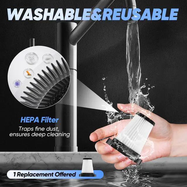 Alt view image 6 of 6 - Mini Vacuum Cleaner, 3 in 1 Cordless Handheld Vacuum Cleaner, 13000Pa High Power Car Vacuum Cleaner with Brushless Motor,Adjustable Car Vaccum Portable Cordless for Cars,Desktop-DBS03