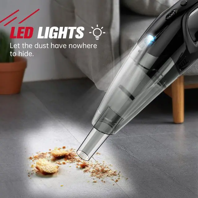 Alt view image 3 of 7 - Handheld Vacuum Cordless Rechargeable 3-in-1, Car Vacuum Portable Cordless with USB Charge, Handheld Vacuum with LED Light, HEPA Filter, 1.65LBs Lightweight Vacuum Cleaner for Dust, Pet Hair