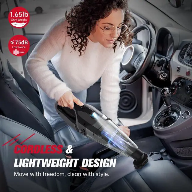 Alt view image 6 of 7 - Handheld Vacuum Cordless Rechargeable 3-in-1, Car Vacuum Portable Cordless with USB Charge, Handheld Vacuum with LED Light, HEPA Filter, 1.65LBs Lightweight Vacuum Cleaner for Dust, Pet Hair