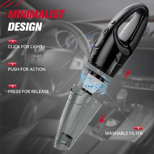 Alt view image 7 of 7 - Handheld Vacuum Cordless Rechargeable 3-in-1, Car Vacuum Portable Cordless with USB Charge, Handheld Vacuum with LED Light, HEPA Filter, 1.65LBs Lightweight Vacuum Cleaner for Dust, Pet Hair