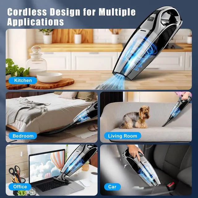 Alt view image 5 of 7 - Handheld Vacuum Cordless Rechargeable Portable Car Vacuum, 7500Pa Powerful Suction Mini Hand Held Vacuum, 670ML Cup Lightweight Small Vacuum Cleaner for Car/Office/Home, Pet Hair
