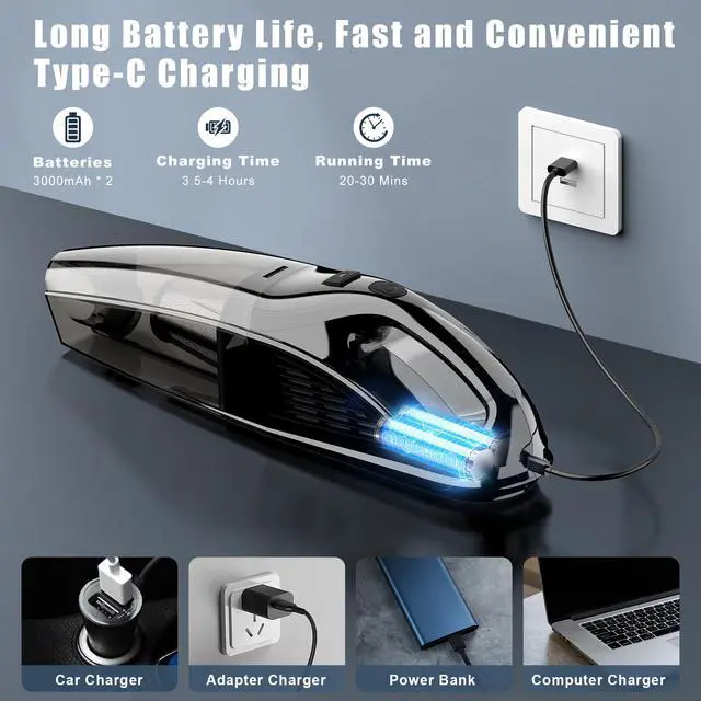Alt view image 6 of 7 - Handheld Vacuum Cordless Rechargeable Portable Car Vacuum, 7500Pa Powerful Suction Mini Hand Held Vacuum, 670ML Cup Lightweight Small Vacuum Cleaner for Car/Office/Home, Pet Hair