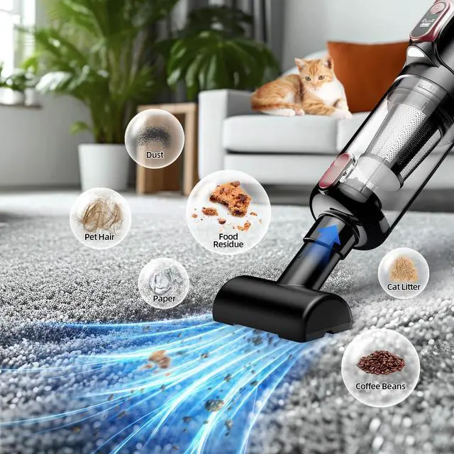 Alt view image 3 of 7 - Handheld Vacuum Cleaner, 18000Pa 2 in 1 Cordless Car Vacuum Cleaner&Air Duster, 130W Brushless Motor with 7800mAh Battery, LED Light and Multi-Nozzles, Portable for Home, Car, Office, Pet