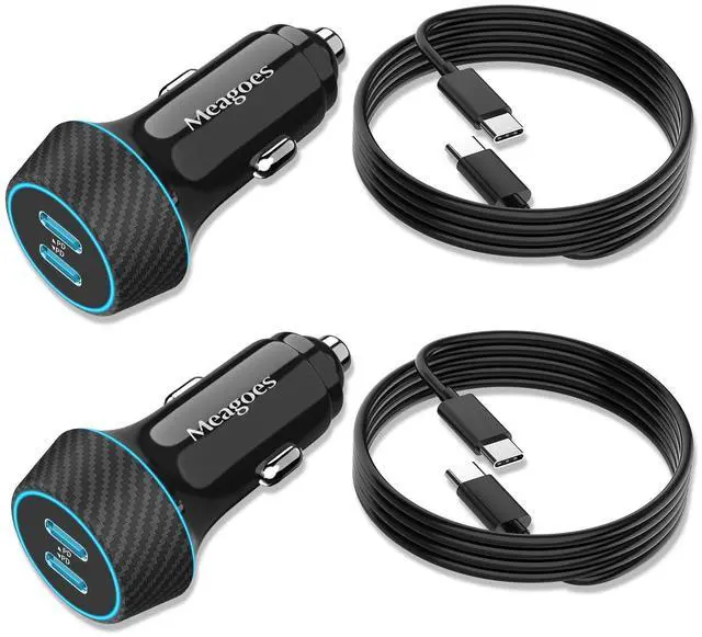 Main image of 2 Pack 90W USB C Car Charger Super Fast Charging for iPhone 17 Pro Max/Air/16/15/iPad, Samsung S26 Android Phone, Dual 45W PD Port Auto Accessories, 12V Cigarette Lighter Adapter + 3.3 ft Type C Cord