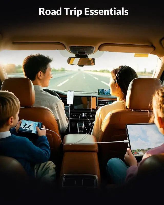 Alt view image 6 of 7 - 90W 4-Port USB C Super Fast Car Charger for Samsung Galaxy S26/S25/S24/S23/S22 Ultra, iPhone 17/16/15 Pro Max, Android, Type C Fast Charging Car Phone Charger Adapter Accessories + 3FT USB-C Cable