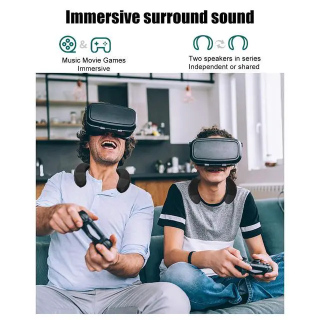 Alt view image 2 of 7 - Neckband Bluetooth Speaker, Stereo Sound Multifunction Hands Wearable, 3D Surround Ergonomic Design Clear Calls Lightweight for Outdoor Cycling