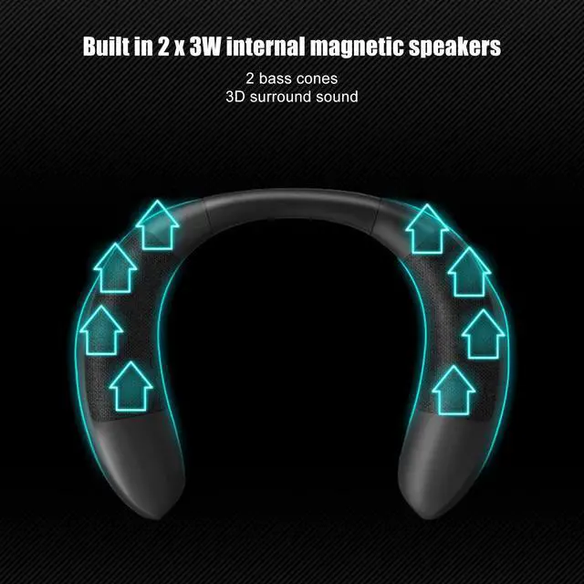 Alt view image 3 of 7 - Neckband Speaker, BT 5.3 Wearable Speaker, Clear Calls 3D Surround Stereo Sound, Ergonomic Design, Portable BT Cordless Speaker for Home, Outdoor, Sports and Travel