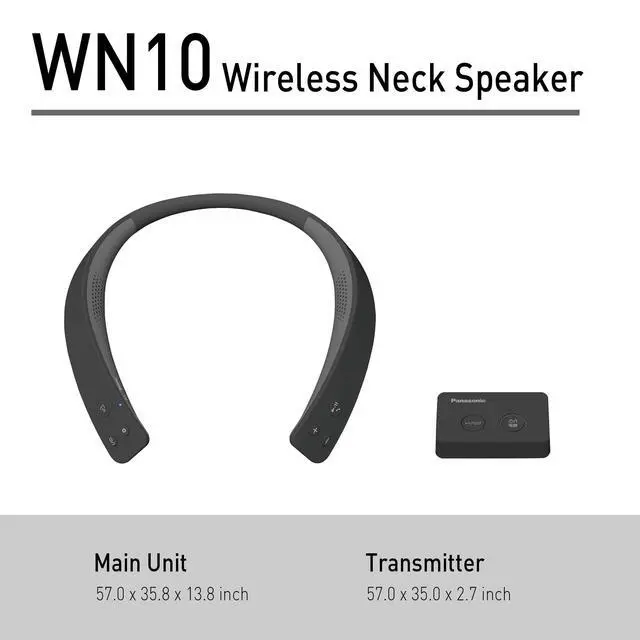 Alt view image 3 of 7 - WN10 Wireless Wearable TV Neck Speaker with Easy Set Up, Bluetooth, Connect to Two Devices, Built-in Microphone for Hands-Free Calling, Splashproof with IPX4 - SC-WN10PP-K