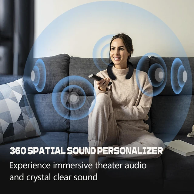 Alt view image 6 of 7 - Wireless Neck Speakers 3D Surround Sound & Ergonomic Design, 24H Playtime,Fashionable style for Gym/Travel Home, Office, and Outdoors (Black)