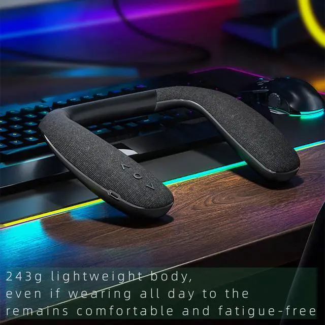 Alt view image 2 of 6 - Neckband Speakers - Built-in mic, 12H Playtime, Type-C Quick Charging, Wireless Wearable Neck Speaker 3D Stereo Sound for Home&Outdoors