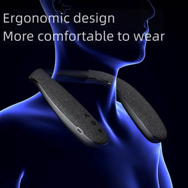 Alt view image 3 of 6 - Neckband Speakers - Built-in mic, 12H Playtime, Type-C Quick Charging, Wireless Wearable Neck Speaker 3D Stereo Sound for Home&Outdoors